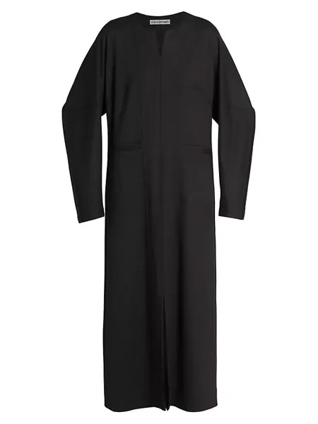 Шерстяное платье макси с длинными рукавами Issey Miyake, черный