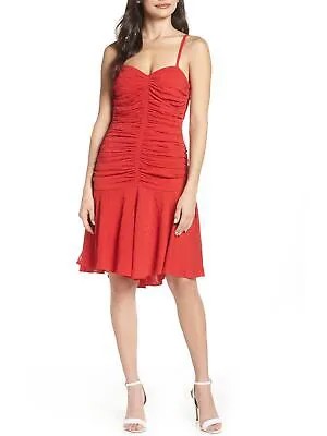 JILL STUART Женское красное вечернее платье-футляр с вырезом сердечком и рюшами 12