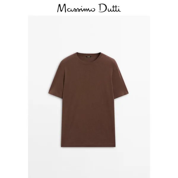 Футболка мужская Massimo Dutti однотонная, шоколадный