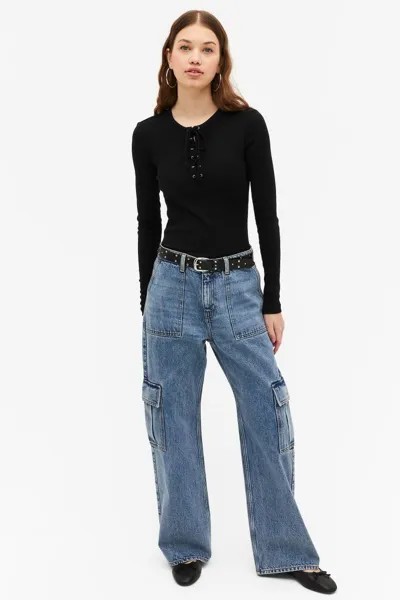 Лонгслив женский Monki 1144925001 черный S (доставка из-за рубежа)