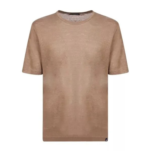 Футболка beige linen t-shirt Lardini, коричневый