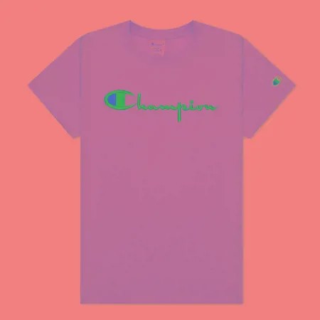 Женская футболка Champion Reverse Weave Big Logo Crew Neck Regular Fit, цвет розовый, размер M