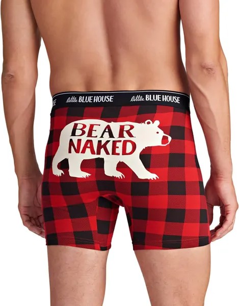 Боксеры Little Blue House by Hatley Buffalo Plaid Bear Naked Boxer Brief, красный