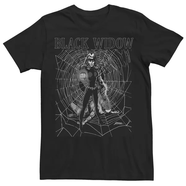 Мужская классическая футболка в тон в стиле ретро Black Widow Marvel