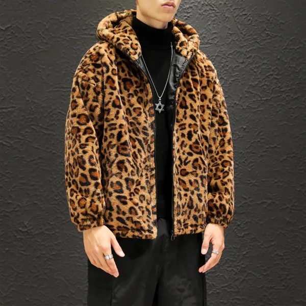 Мужская леопардовая куртка, повседневная спортивная куртка на молнии, приталенные зимние куртки с воротником-стойкой, верхняя одежда 2022