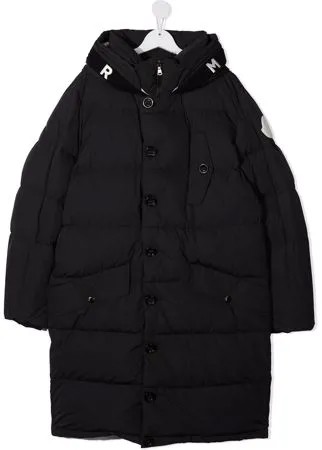 Moncler Enfant пуховик с вышитым логотипом