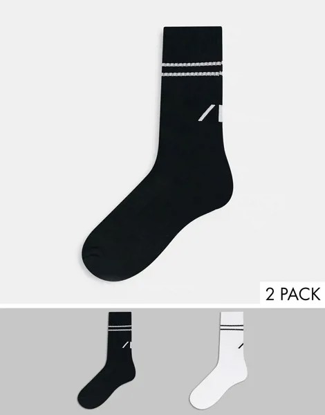 Носки обычной длины черного и белого цвета Selected Homme-Черный цвет