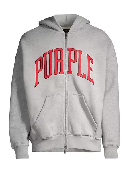 Флисовая толстовка на молнии с логотипом Purple Brand, цвет heather