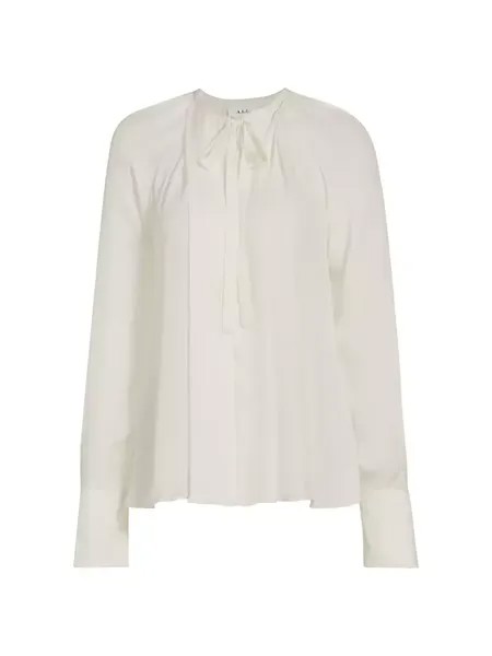 Шелковая блузка Wilder с завязками на воротнике A.L.C., цвет coconut milk