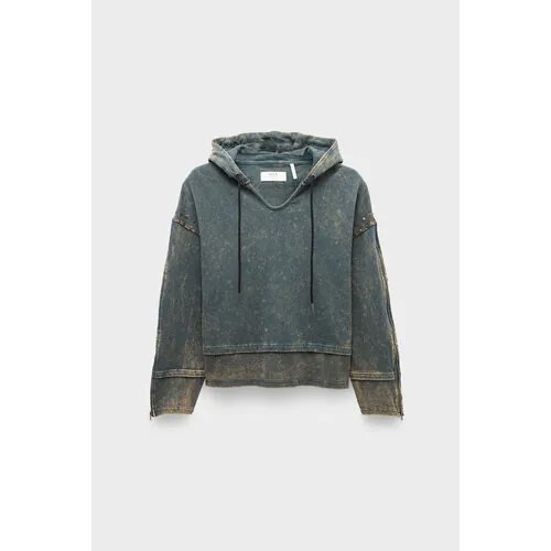 Худи One Teaspoon seunded track warm up hoody petrol green, размер 42, серый