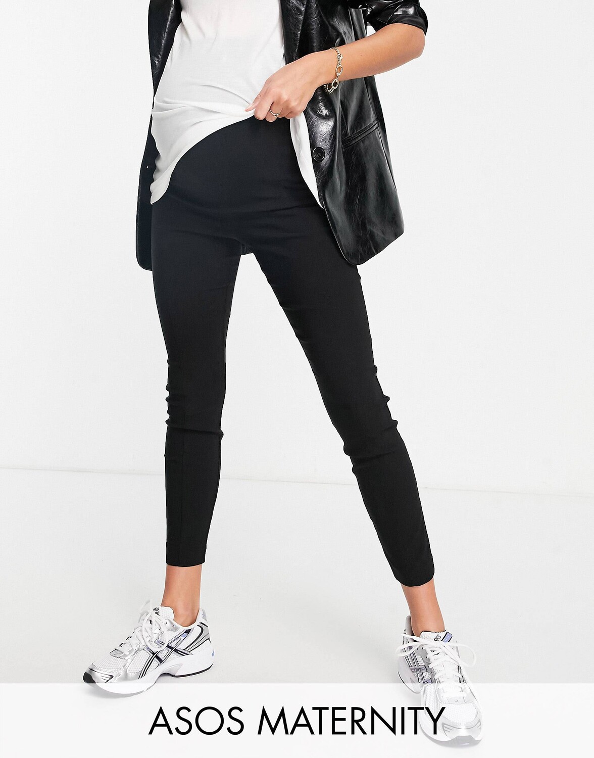 Черные брюки скинни с завышенной талией для беременных ASOS DESIGN