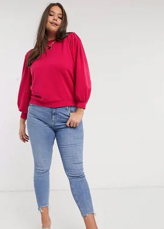Малиновый свитшот с рукавами-фонариками Vero Moda Curve-Розовый цвет