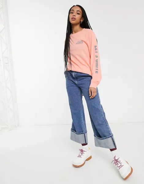 Коралловый трикотажный лонгслив из органического хлопка Monki-Оранжевый