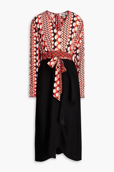 Платье миди Kofi из крепдешина и кади с эффектом запаха и принтом Diane Von Furstenberg, красный