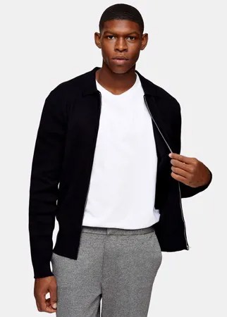Черный трикотажный бомбер Topman-Черный цвет