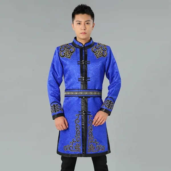 Монгольская этническая одежда, мужское классическое вечернее платье, пастбище, живой халат с воротником-стойкой, костюм Тан, топ, Монгольская лошадь для верховой езды