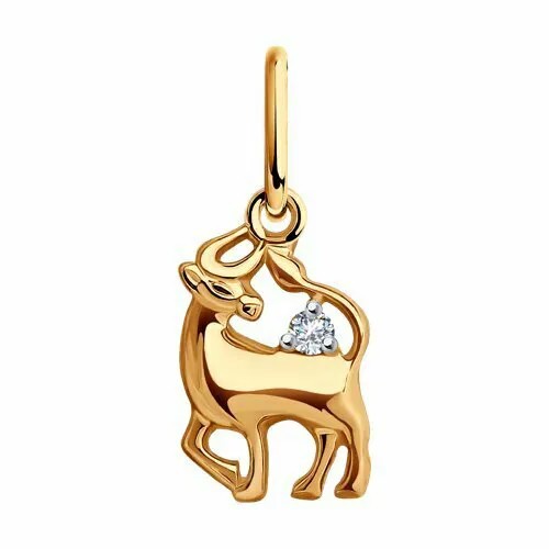 Подвеска GOLD CENTER, красное золото, 585 проба, фианит
