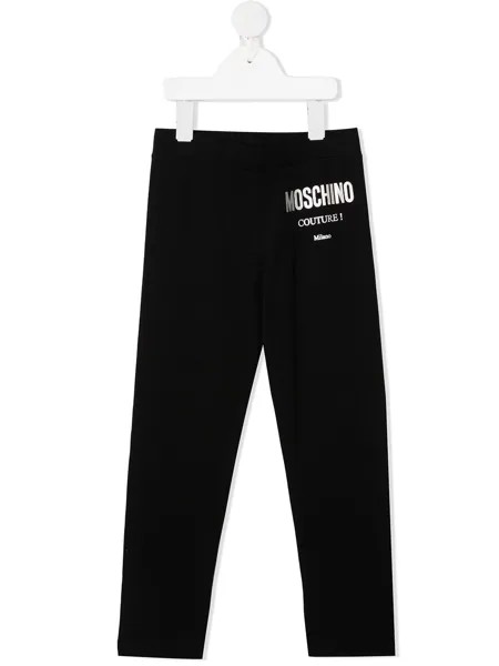 Moschino Kids легинсы с логотипом металлик