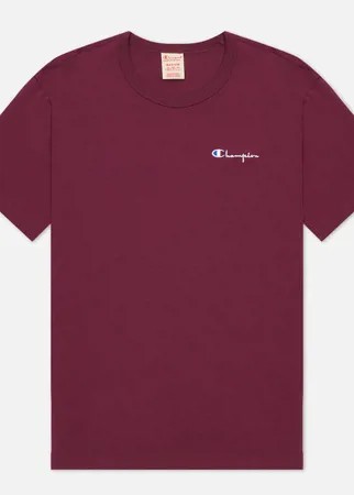 Мужская футболка Champion Reverse Weave Script Logo Back Crew Neck, цвет бордовый, размер XXL