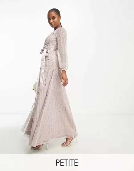 Длинное платье подружки невесты с запахом Frock and Frill в темно-сером цвете Frock and Frill Petite