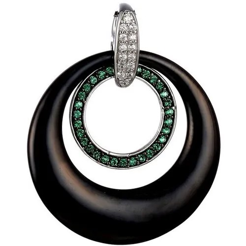 Подвеска ELEMENT47, серебро, 925 проба, фианит, керамика