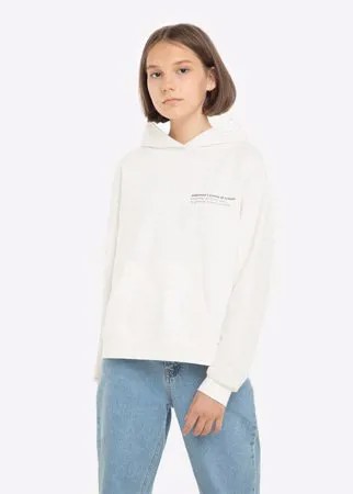 Молочное худи oversize с принтом Everything's gonna be alright для девочки Gloria Jeans