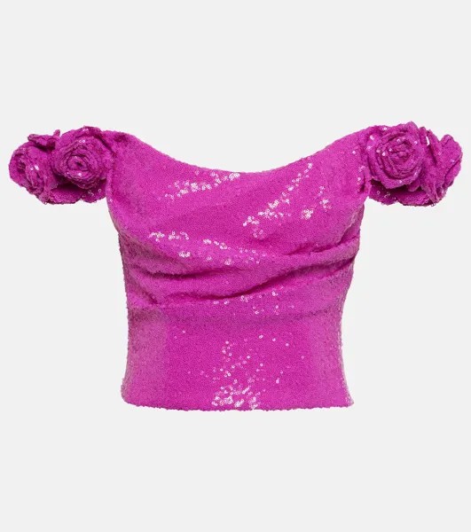 Топ Birdie с открытыми плечами и пайетками Costarellos, розовый