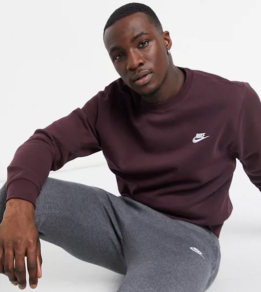 Коричневый свитшот с круглым вырезом Nike Tall Club-Коричневый цвет