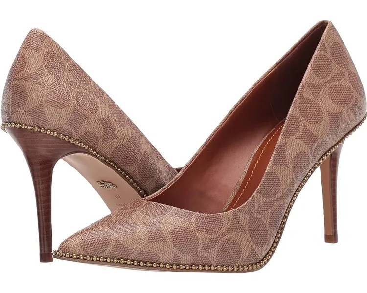 Туфли COACH 85 mm Waverly Pump with Beadchain, цвет Tan Coated Canvas