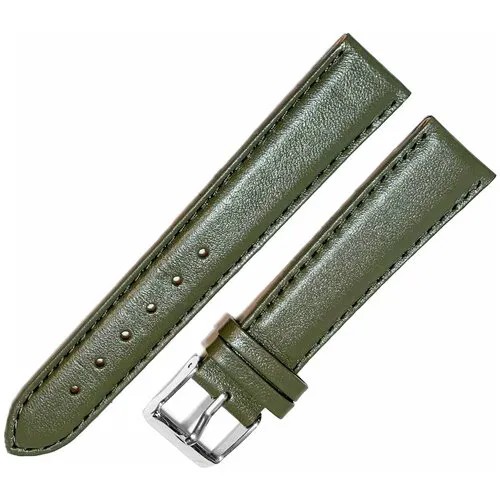 Ремешок 1805-01 (зел) FIJI Зеленый хаки кожаный ремень 18 мм для часов наручных из кожи натуральной женский гладкий матовый
