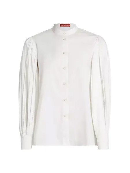 Рубашка Patsy из смесового хлопка с плиссированными рукавами Altuzarra, белый