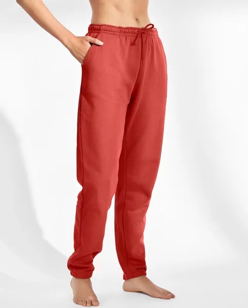 Женские длинные однотонные спортивные брюки из органического хлопка Bread & Boxers, красный
