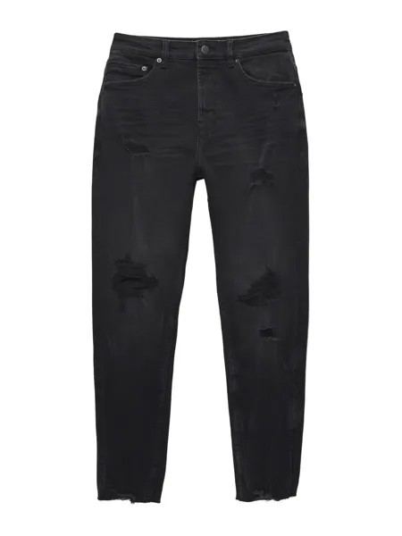 Зауженные джинсы Pull&Bear, черный деним