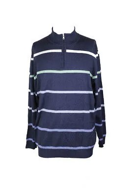 Клубный номер Темно-синий свитер с воротником-стойкой в полоску с эффектом омбре L