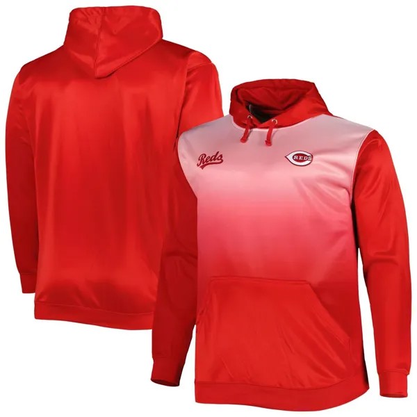 Мужской красный пуловер с капюшоном из сублимированного флиса Cincinnati Reds Fade