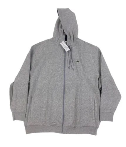 НОВИНКА Lacoste Sport Big -amp; Tall Full Zip Fleece Mens Hoodie Jacket Grey SH1613 NWT