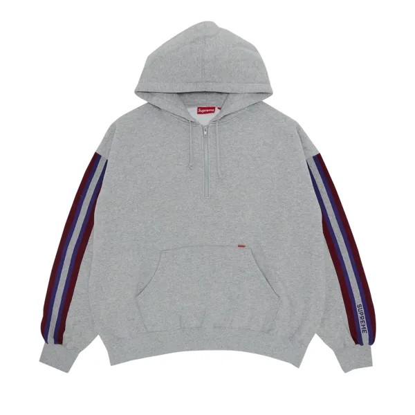 Толстовка Supreme с капюшоном и молнией до половины, Heather Grey