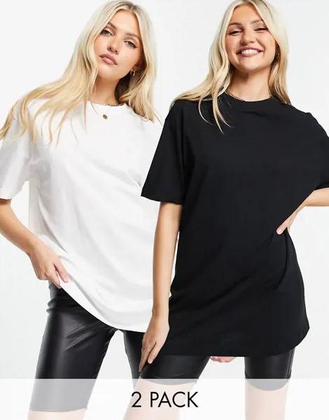 Набор из двух футболок бойфренда черного и белого цветов New Look-Черный цвет