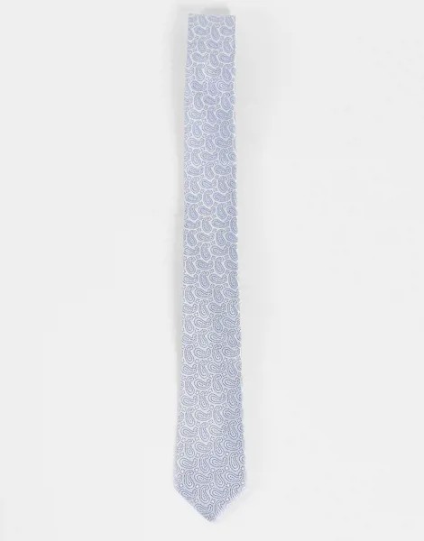 Галстук серебристого цвета с голубым принтом пейсли Topman-Серебряный