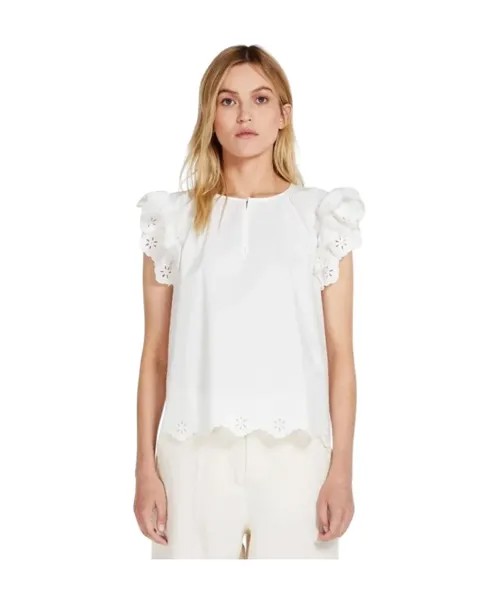 Блузка из хлопкового поплина с трикотажной спинкой Max Mara Weekend, белый