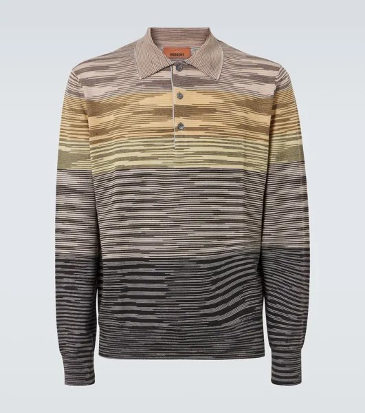Полосатый шерстяной свитер-поло Missoni, цвет yellow and brown tones