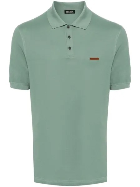 Zegna рубашка поло из ткани пике, зеленый