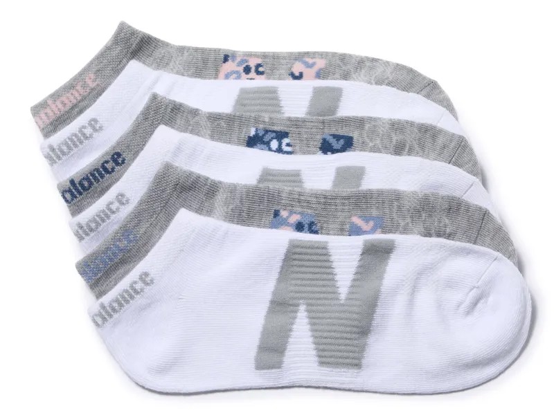 Носки New Balance с логотипом 6 шт, белый/серый