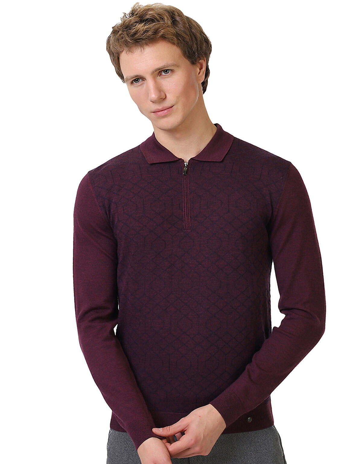 Лонгслив-поло мужской Gratude 160-62 бордовый 2XL