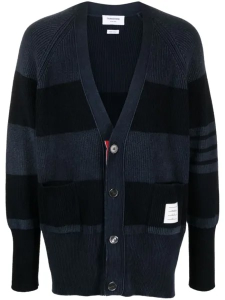 Thom Browne кашемировый кардиган в полоску, синий
