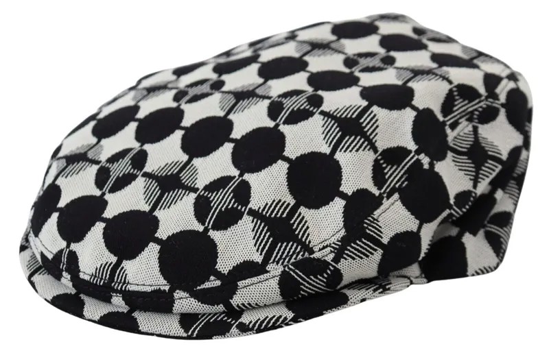 DOLCE - GABBANA Шапка Белая Черная мужская кепка Newsboy с принтом Capello s. 57 / м 250 долларов США