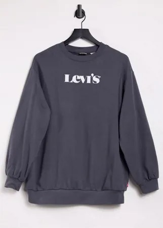 Выбеленный черный свитшот свободного кроя с логотипом Levi's-Черный цвет