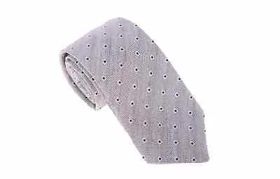 Kiton Napoli Коричневый шелковый галстук ручной работы с темно-синим мотивом в семь сложений