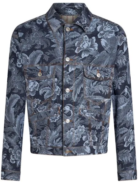 ETRO джинсовая куртка с цветочным узором, синий