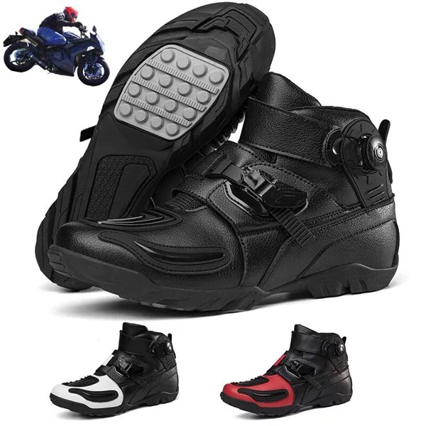Новые мотоциклетные кожаные ботинки, мужские Нескользящие непромокаемые ботинки для верховой езды, женские уличные гоночные дорожные локо...